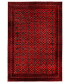 Hand Knotted Afghan Khamyab Wool Rug - 12'10'' x 18'11'' 12' 10" X 18' 11" ( 391 X 577 ) / Red / Ivory