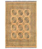 Hand Knotted Akcha Revival Wool Rug - 5'8'' x 8'4'' 5' 8" X 8' 4" ( 173 X 254 ) / Gold / Taupe