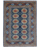 Hand Knotted Akcha Revival Wool Rug - 5'7'' x 7'9'' 5' 7" X 7' 9" ( 170 X 236 ) / Blue / Red