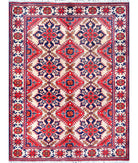 Hand Knotted  Wool Rug - 5'0'' x 6'7'' 5' 0" X 6' 7" ( 152 X 201 ) / Taupe / Red