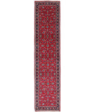 Hand Knotted Persian Kashan Wool Rug - 2'3'' x 9'9'' 2' 3" X 9' 9" ( 69 X 297 ) / Red / Blue