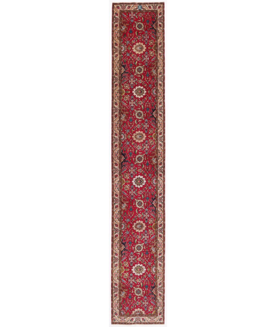 Hand Knotted Persian Tabriz Wool Rug - 2'7'' x 15'4'' 2' 7" X 15' 4" ( 79 X 467 ) / Red / Ivory
