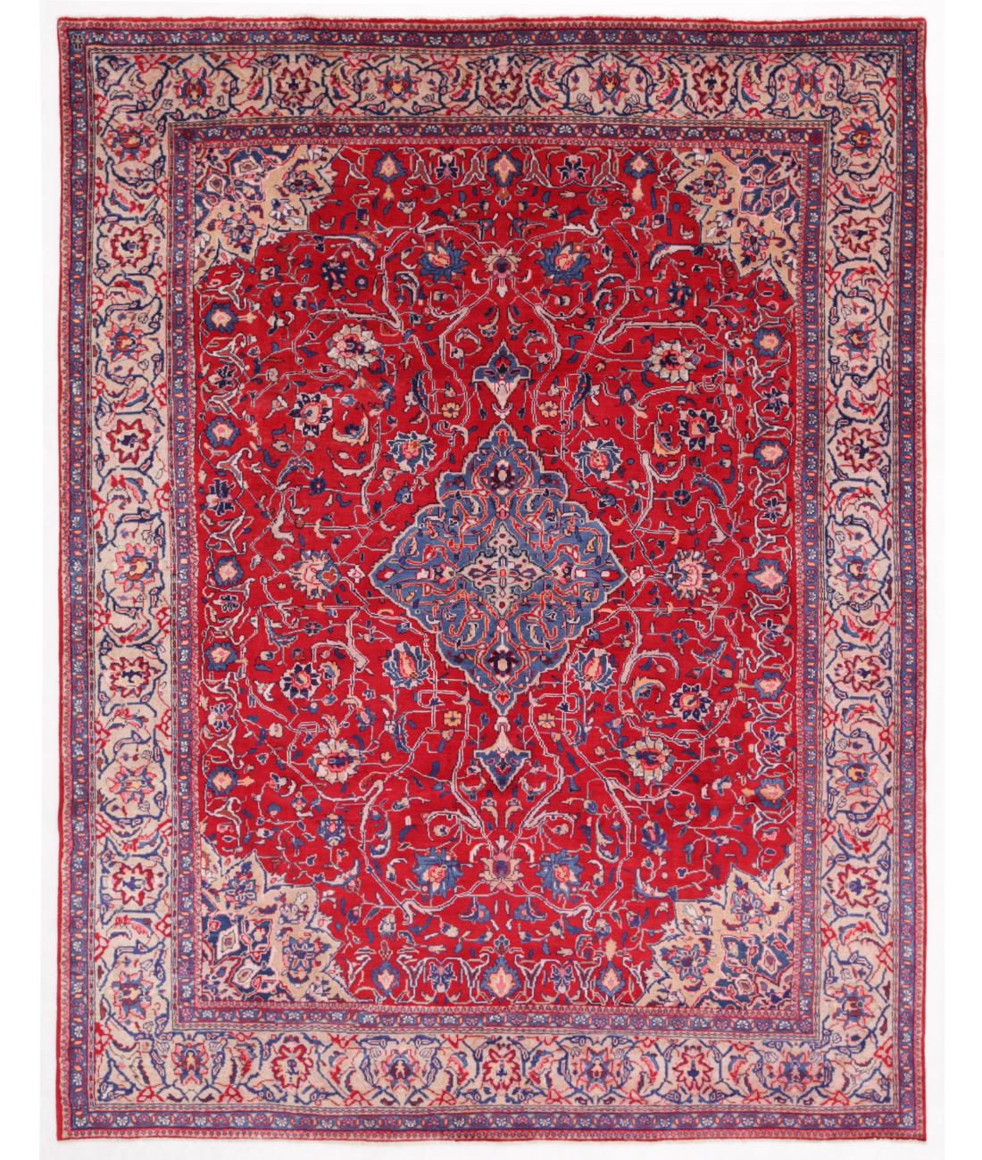 Hand Knotted Persian Lilian Wool Rug - 9'0'' x 11'9'' 9' 0" X 11' 9" ( 274 X 358 ) / Red / Taupe