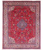 Hand Knotted Persian Lilian Wool Rug - 9'0'' x 11'9'' 9' 0" X 11' 9" ( 274 X 358 ) / Red / Taupe