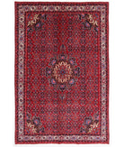 Hand Knotted Persian Bijar Wool Rug - 6'8'' x 10'2'' 6' 8" X 10' 2" ( 203 X 310 ) / Red / Ivory