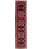 Hand Knotted Persian Lilian Wool Rug - 3'2'' x 13'9'' 3' 2" X 13' 9" ( 97 X 419 ) / Black / Red