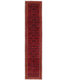 Hand Knotted Persian Hamadan Wool Rug - 2'9'' x 13'1'' 2' 9" X 13' 1" ( 84 X 399 ) / Red / Ivory