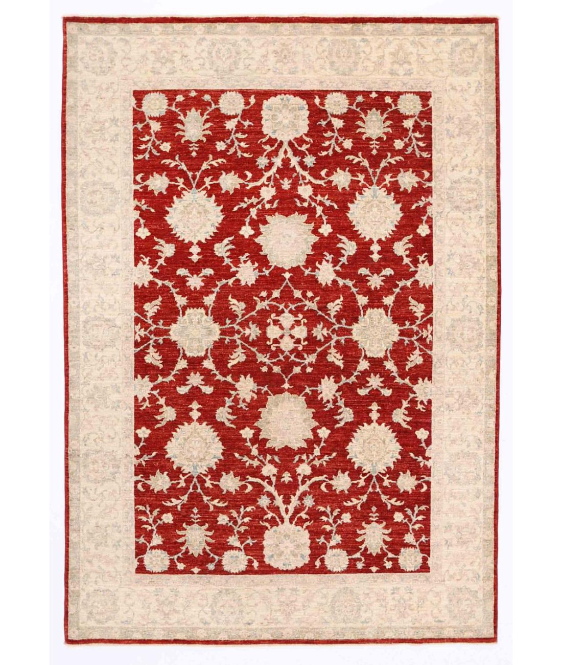 Hand Knotted Ziegler Farhan Wool Rug - 5'5'' x 7'10'' 5' 5" X 7' 10" ( 165 X 239 ) / Red / Ivory