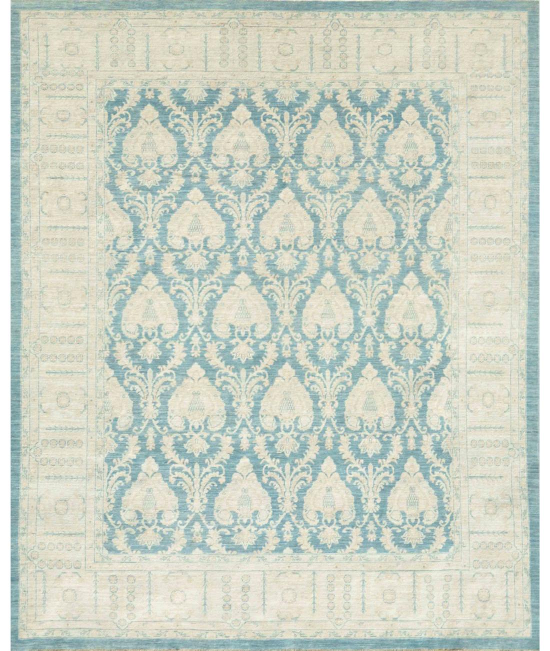 Hand Knotted Fine Serenity Wool Rug - 8'2'' x 10'0'' 8' 2" X 10' 0" ( 249 X 305 ) / Blue / Ivory
