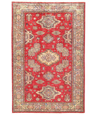 Hand Knotted Royal Kazak Wool Rug - 5'3'' x 8'1'' 5' 3" X 8' 1" ( 160 X 246 ) / Red / Ivory