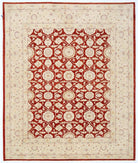 Hand Knotted Fine Ziegler Wool Rug - 8'2'' x 9'9'' 8' 2" X 9' 9" ( 249 X 297 ) / Red / Ivory