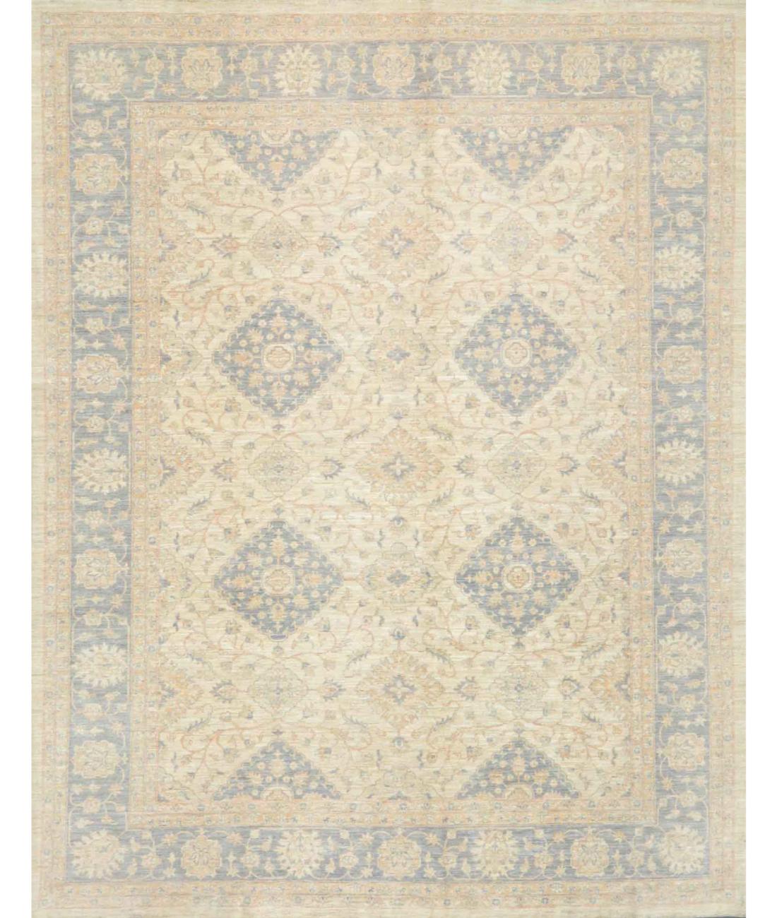 Hand Knotted Fine Serenity Wool Rug - 9'2'' x 11'8'' 9' 2" X 11' 8" ( 279 X 356 ) / Ivory / Grey