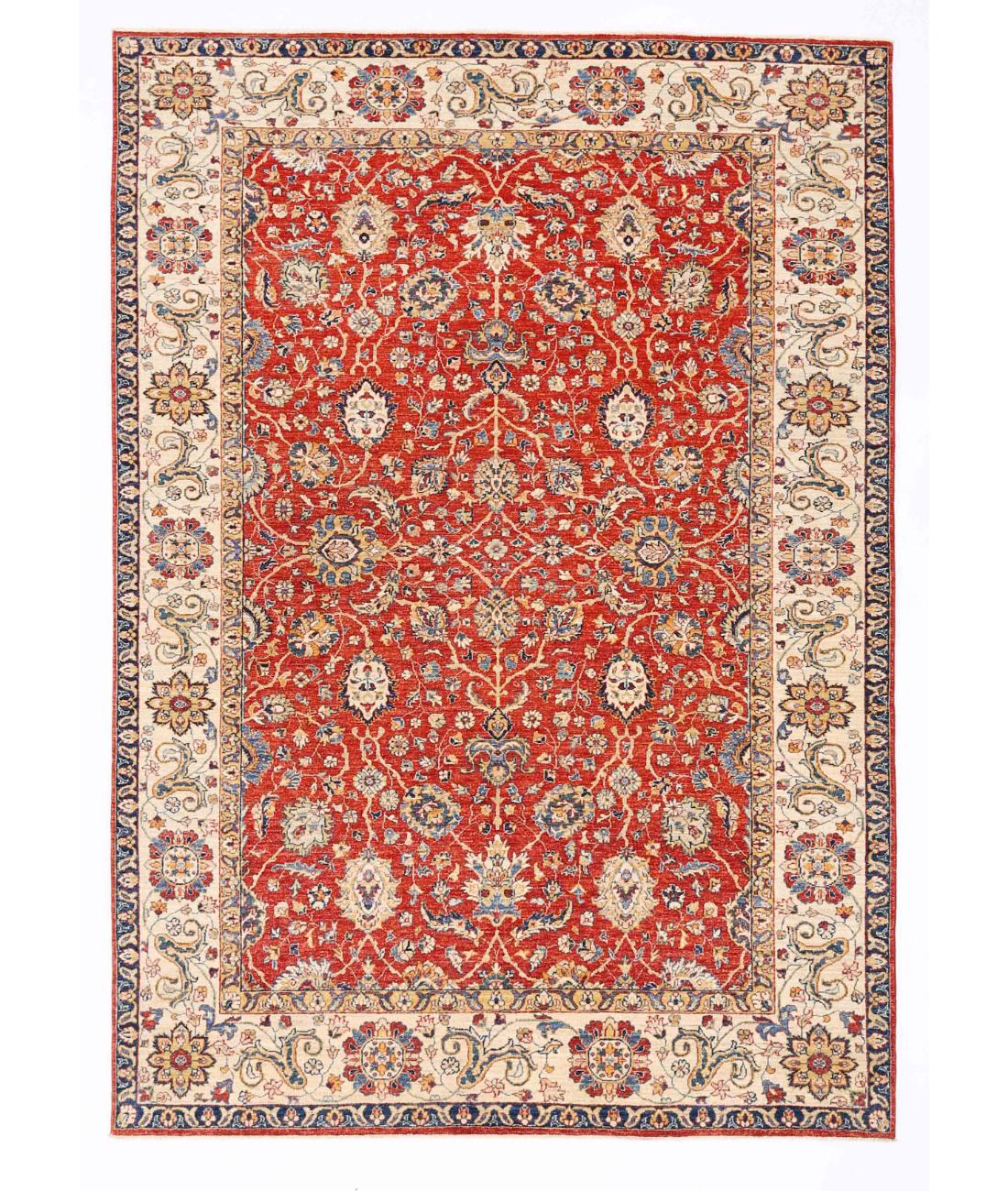 Hand Knotted Ziegler Farhan Wool Rug - 6'9'' x 9'7'' 6' 9" X 9' 7" ( 206 X 292 ) / Red / Ivory