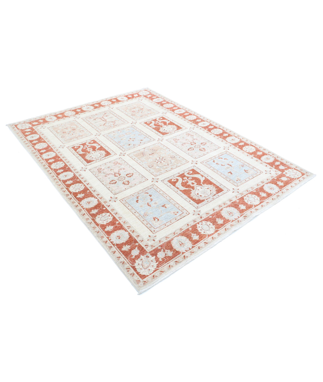 Bakhtiari 5'6'' X 7'2'' Hand-Knotted Wool Rug 5'6'' x 7'2'' (165 X 215) / Ivory / Red