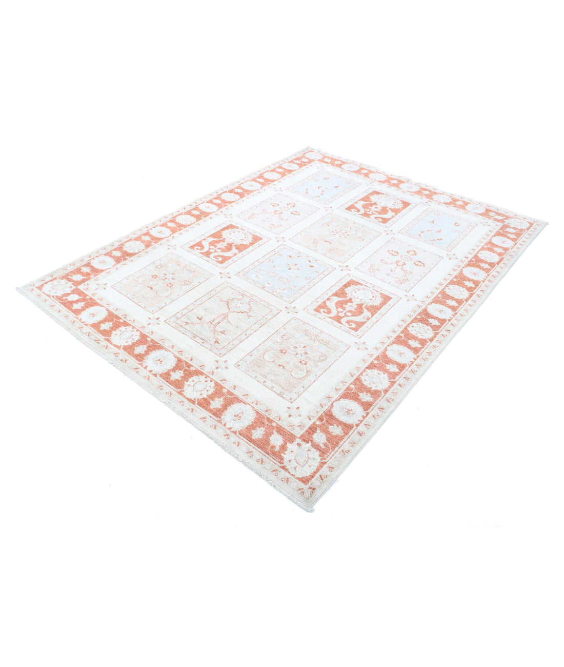 Bakhtiari 5'6'' X 7'2'' Hand-Knotted Wool Rug 5'6'' x 7'2'' (165 X 215) / Ivory / Red