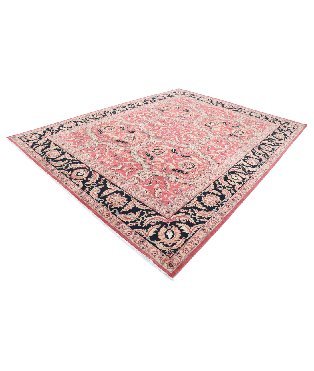 Agra 9'5'' X 12'5'' Hand-Knotted Wool Rug 9'5'' x 12'5'' (75 X 580) / Red / Black