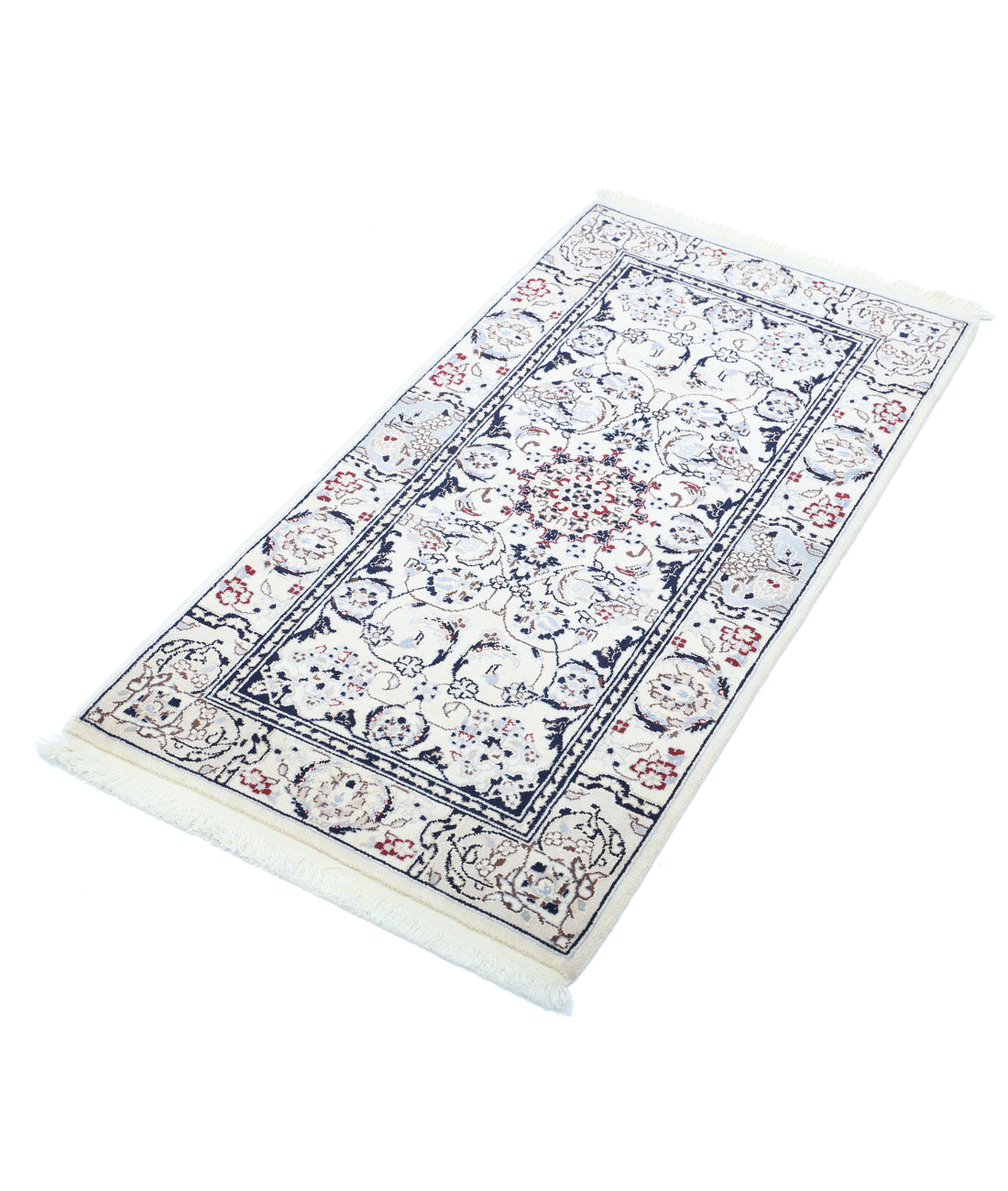 Heritage 2'0'' X 3'10'' Hand-Knotted Wool-Silk Rug 2'0'' x 3'10'' (60 X 115) / Ivory / Blue