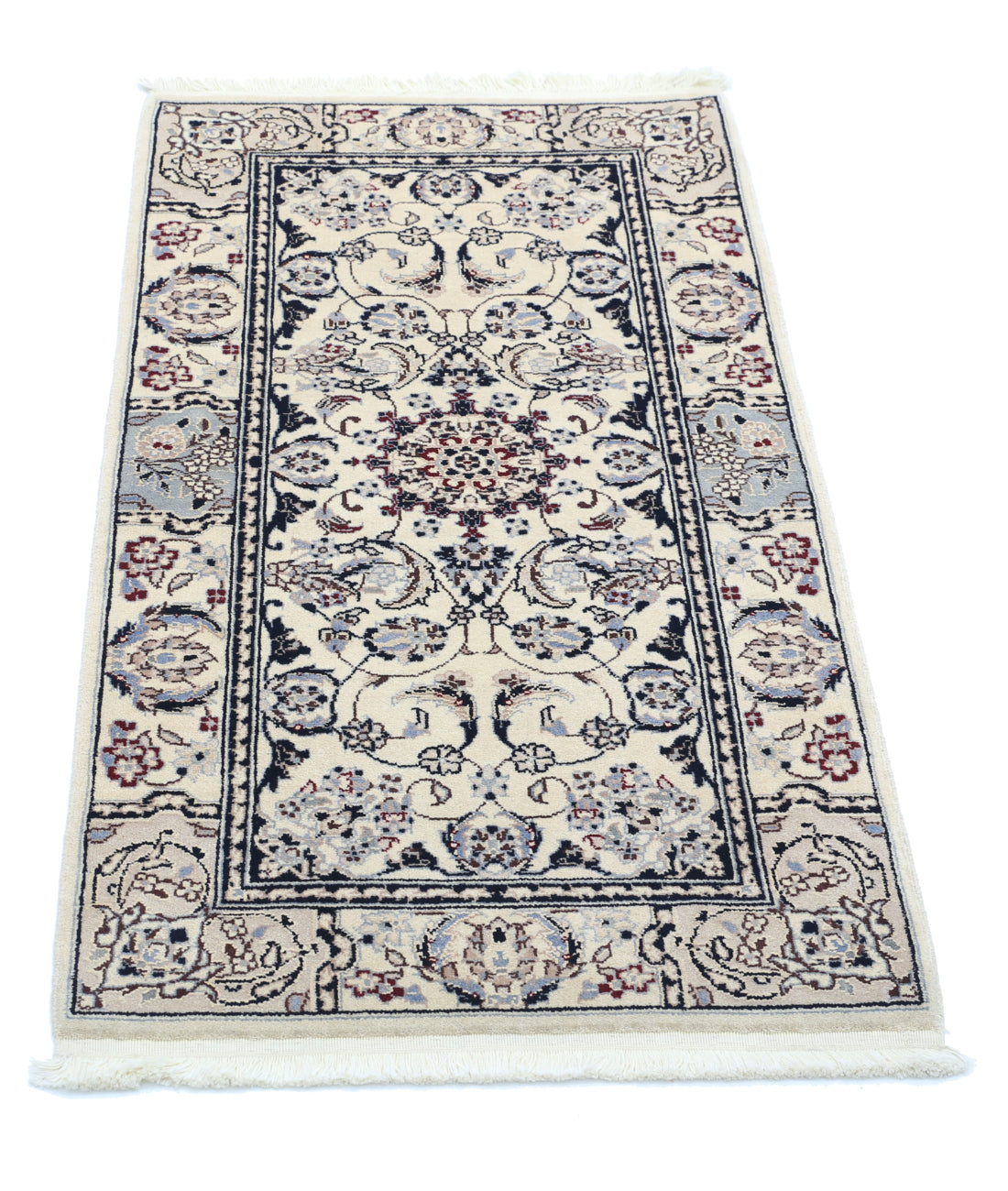 Heritage 2'0'' X 3'10'' Hand-Knotted Wool-Silk Rug 2'0'' x 3'10'' (60 X 115) / Ivory / Blue