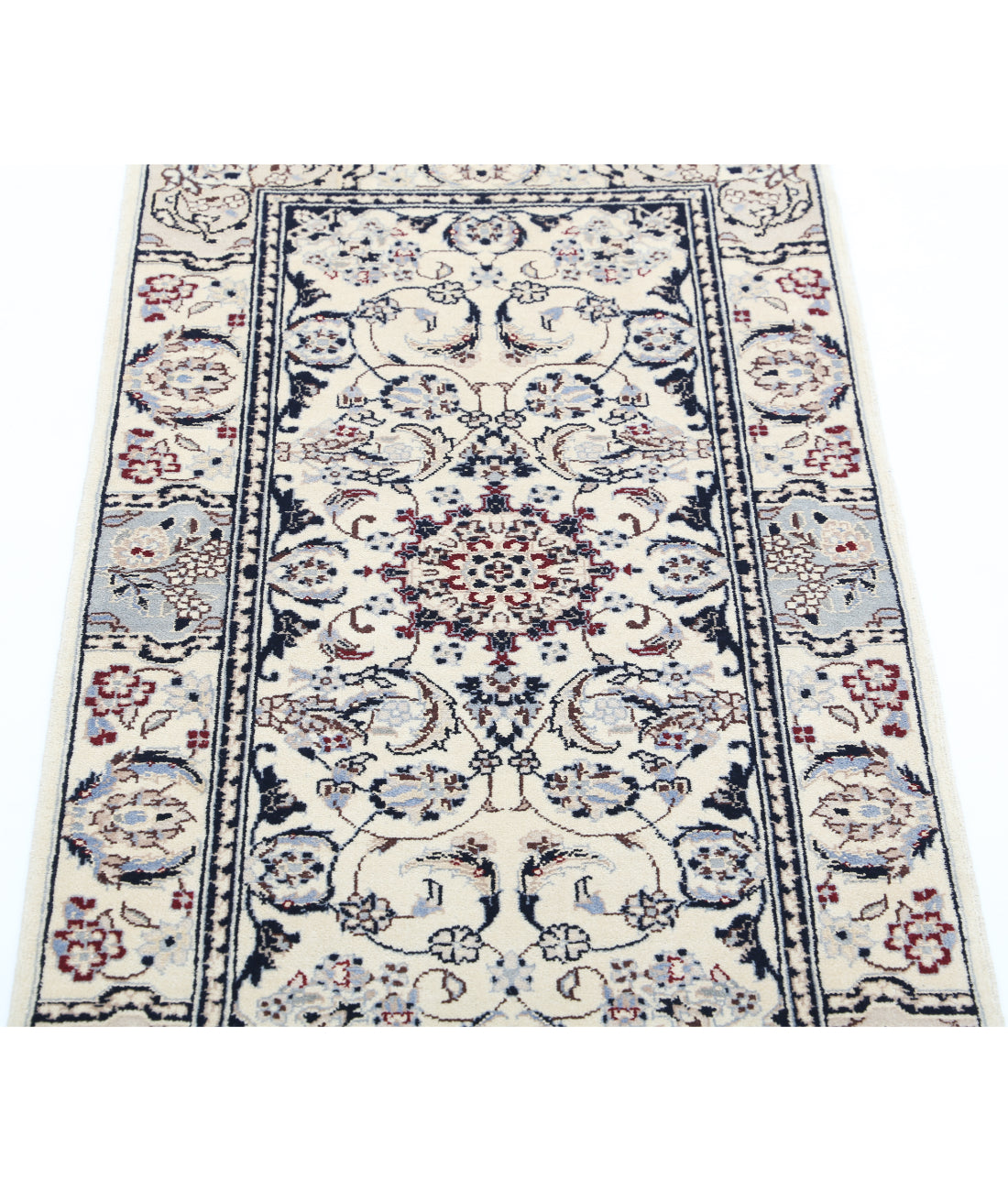 Heritage 2'0'' X 3'10'' Hand-Knotted Wool-Silk Rug 2'0'' x 3'10'' (60 X 115) / Ivory / Blue