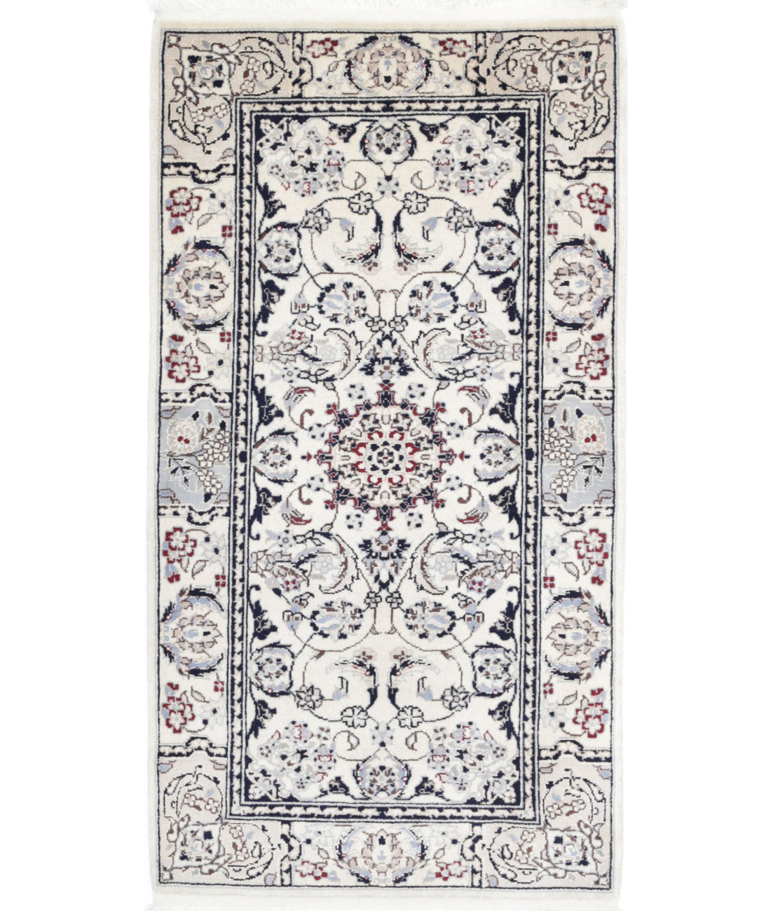 Heritage 2'0'' X 3'10'' Hand-Knotted Wool-Silk Rug 2'0'' x 3'10'' (60 X 115) / Ivory / Blue
