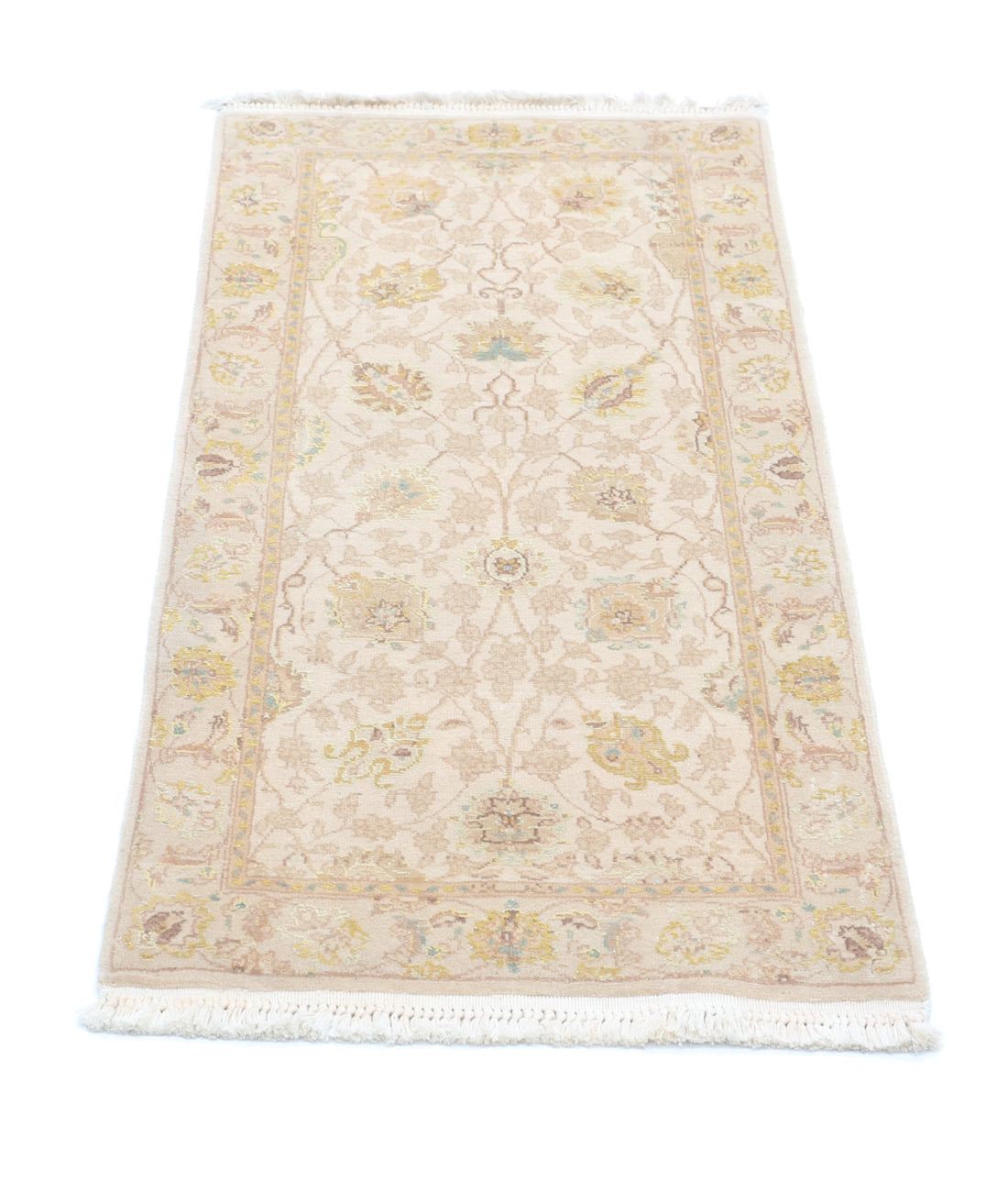 Agra 2'0'' X 4'1'' Hand-Knotted Wool Rug 2'0'' x 4'1'' (263 X 355) / Ivory / Gold