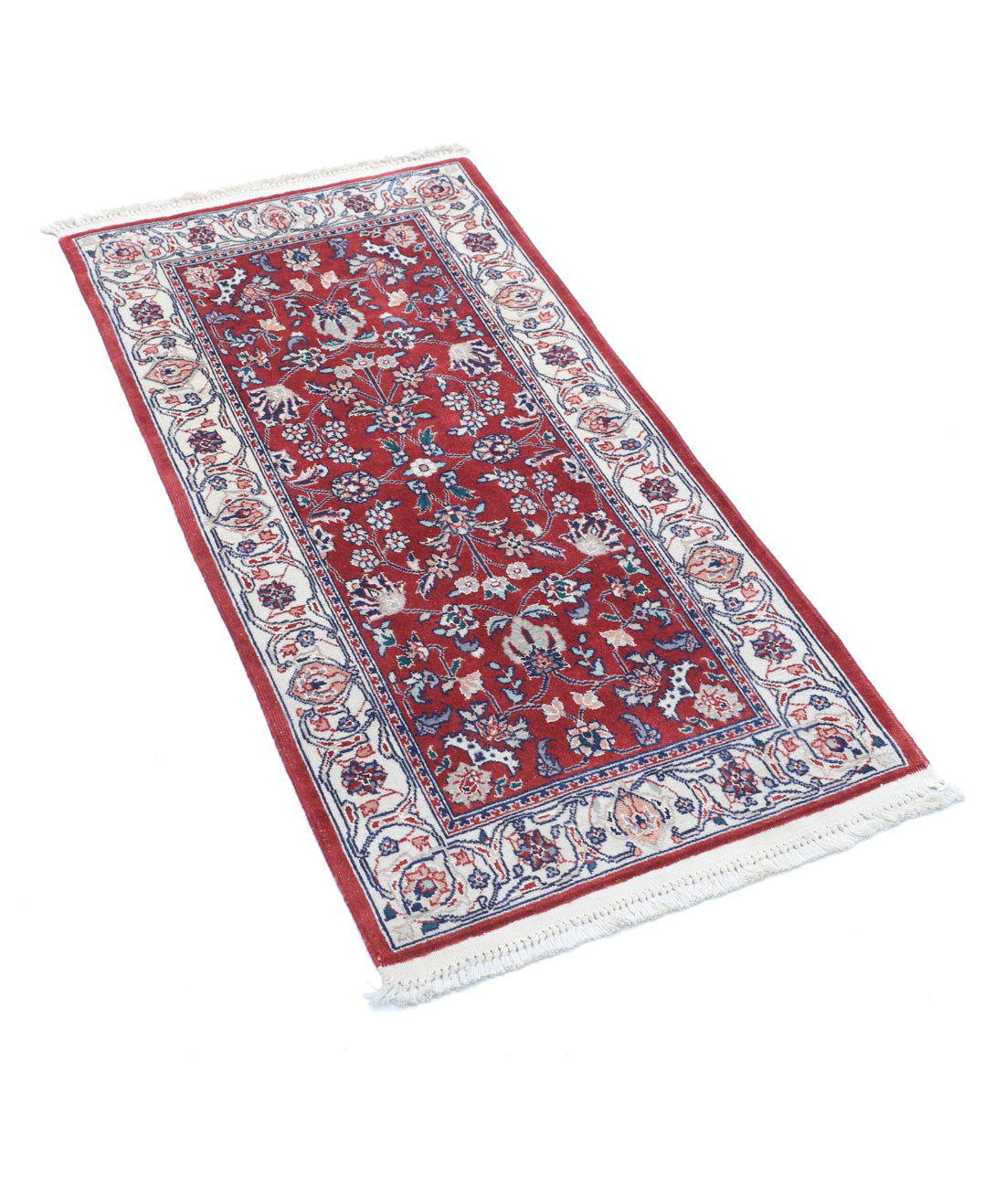 Heritage 1'11'' X 3'10'' Hand-Knotted Wool-Silk Rug 1'11'' x 3'10'' (58 X 115) / Red / Ivory