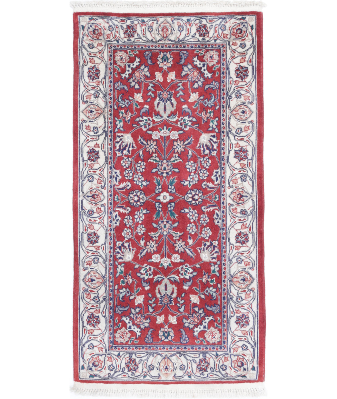 Heritage 1'11'' X 3'10'' Hand-Knotted Wool-Silk Rug 1'11'' x 3'10'' (58 X 115) / Red / Ivory