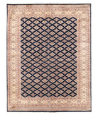 Hand Knotted Tribal Bokhara Wool Rug - 6'5'' x 8'5'' 6' 5" X 8' 5" ( 196 X 257 ) / Black / Beige