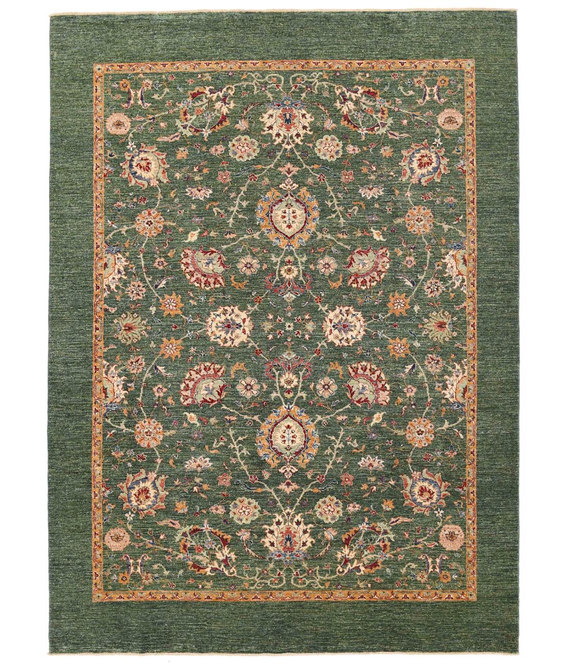 Hand Knotted Ziegler Farhan Wool Rug - 6'8'' x 9'3'' 6' 8" X 9' 3" ( 203 X 282 ) / Green / Gold