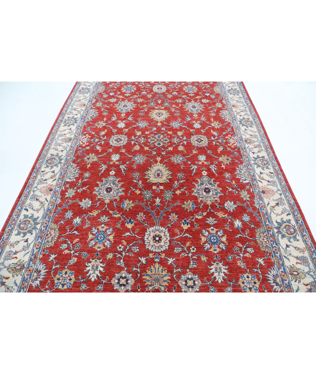 Ziegler 6'5'' X 9'9'' Hand-Knotted Wool Rug 6'5'' x 9'9'' (193 X 293) / Red / Ivory