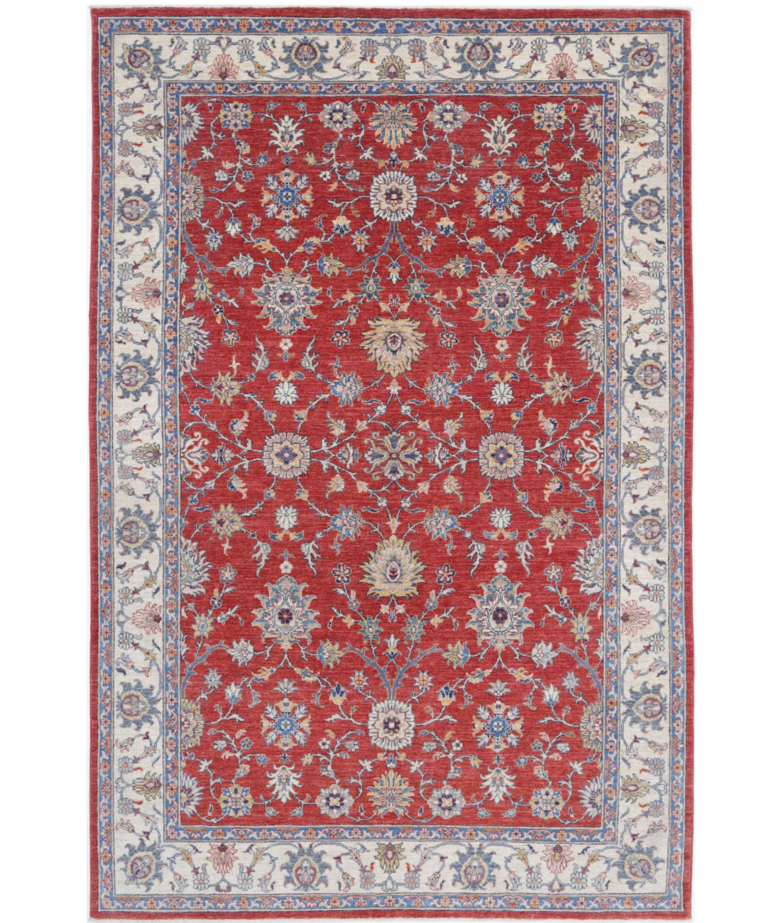 Ziegler 6'5'' X 9'9'' Hand-Knotted Wool Rug 6'5'' x 9'9'' (193 X 293) / Red / Ivory