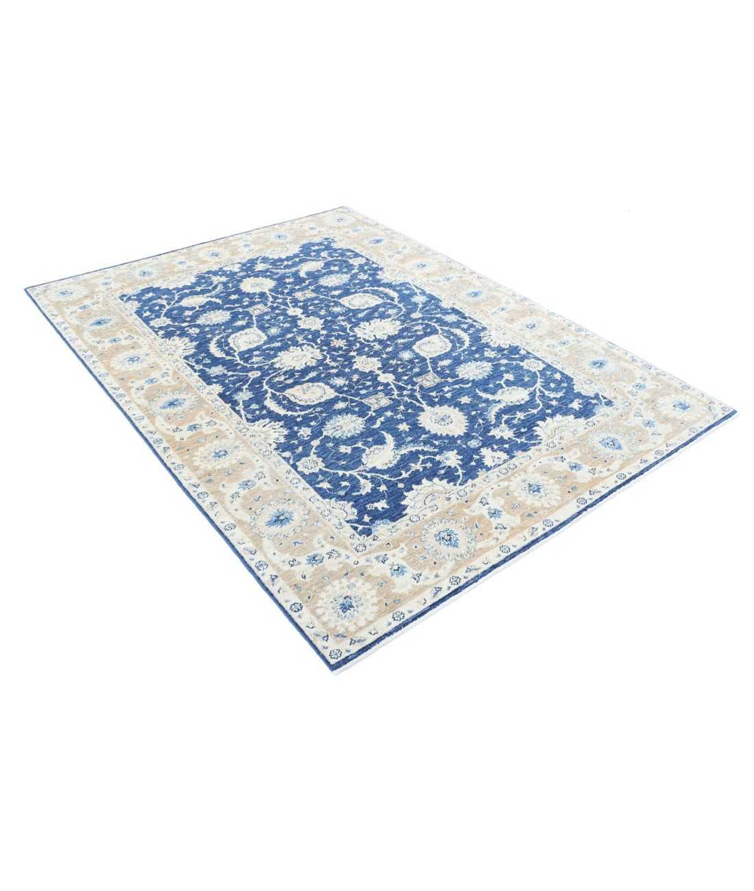 Ziegler 5'8'' X 7'6'' Hand-Knotted Wool Rug 5'8'' x 7'6'' (170 X 225) / Blue / Taupe