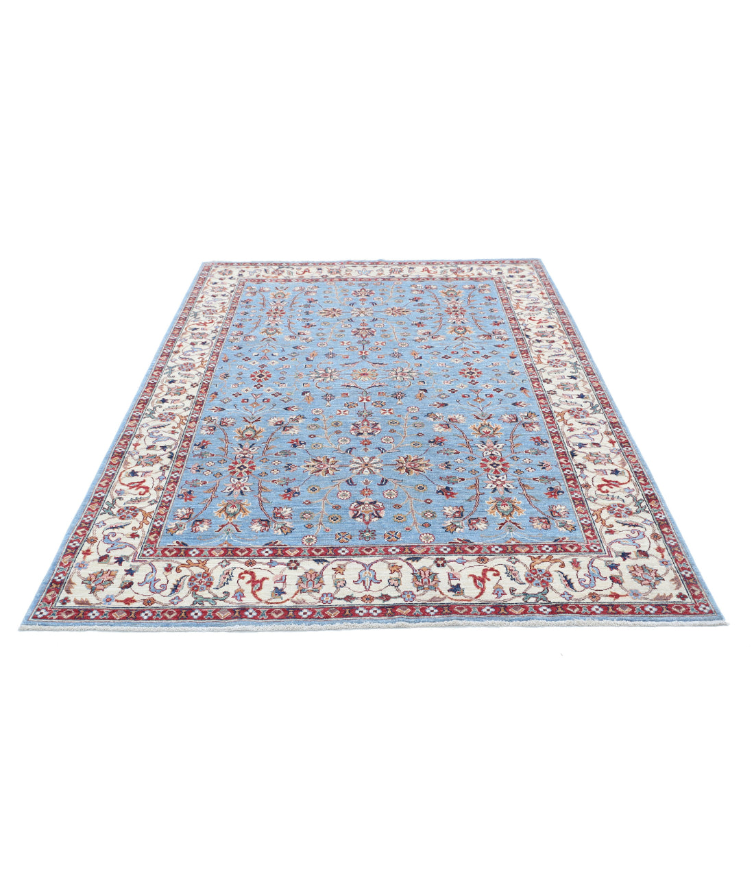 Ziegler 5'9'' X 7'9'' Hand-Knotted Wool Rug 5'9'' x 7'9'' (173 X 233) / Blue / Ivory