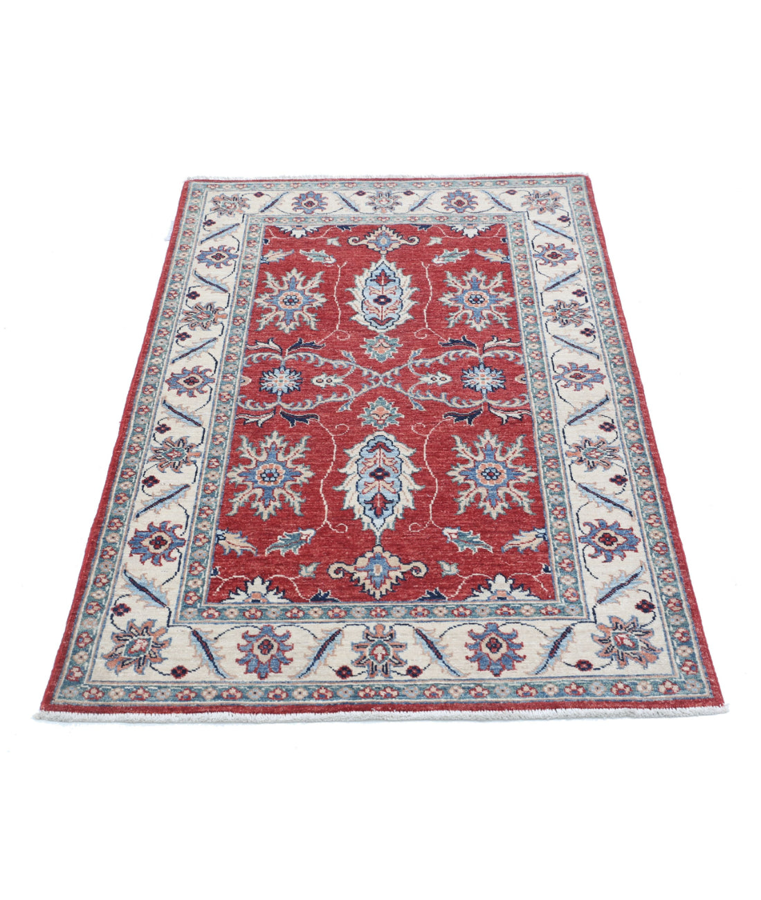 Ziegler 3'0'' X 4'8'' Hand-Knotted Wool Rug 3'0'' x 4'8'' (90 X 140) / Red / Ivory