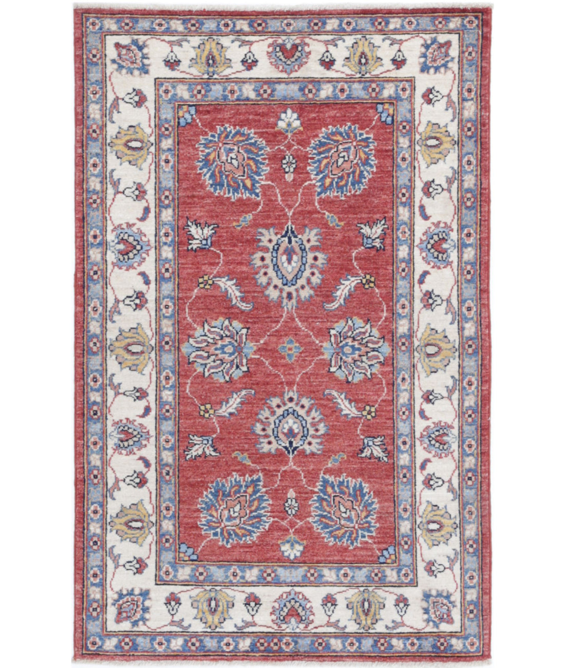 Ziegler 2'6'' X 4'0'' Hand-Knotted Wool Rug 2'6'' x 4'0'' (75 X 120) / Red / Ivory