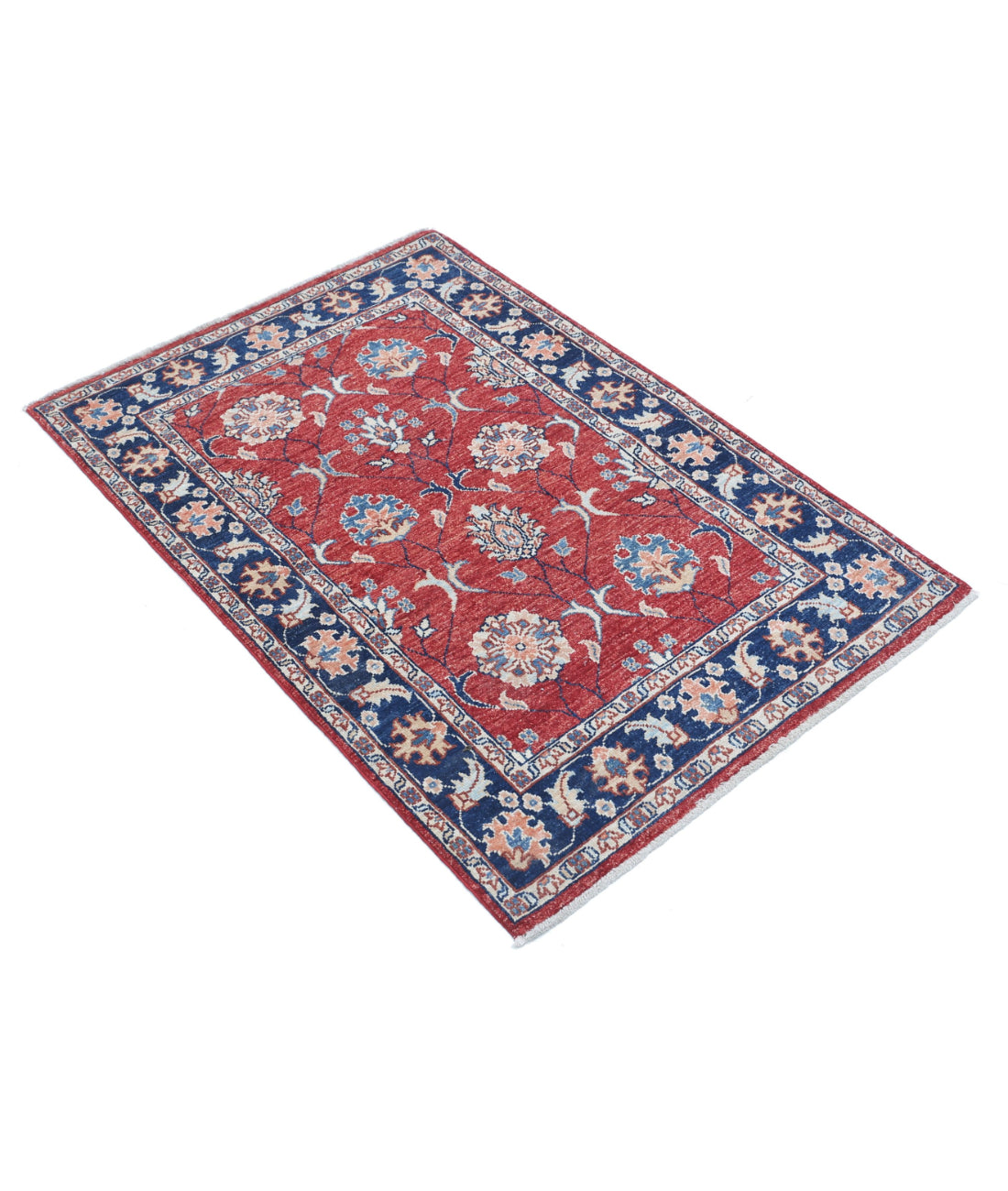 Ziegler 2'9'' X 4'0'' Hand-Knotted Wool Rug 2'9'' x 4'0'' (83 X 120) / Red / Blue