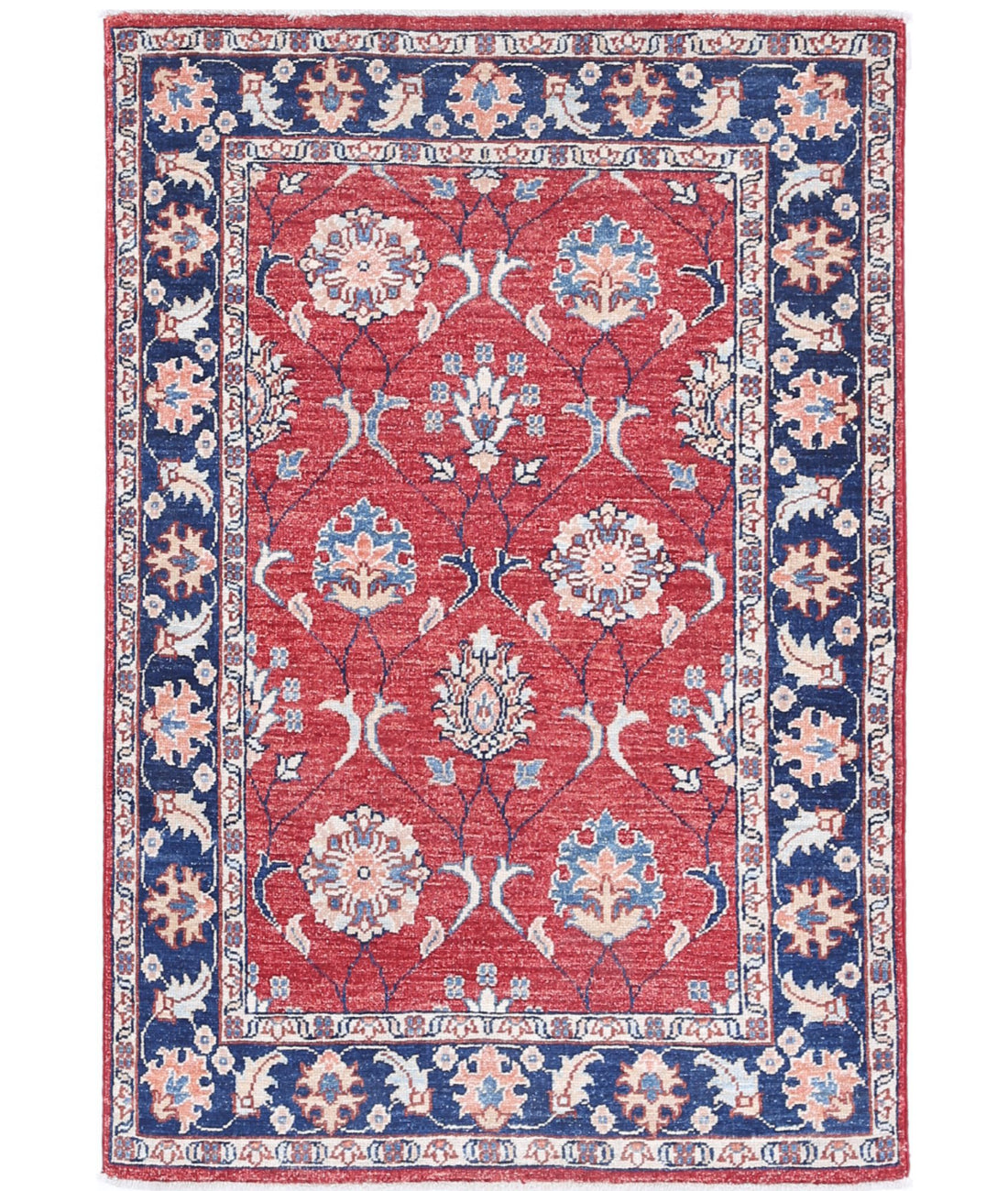 Ziegler 2'9'' X 4'0'' Hand-Knotted Wool Rug 2'9'' x 4'0'' (83 X 120) / Red / Blue