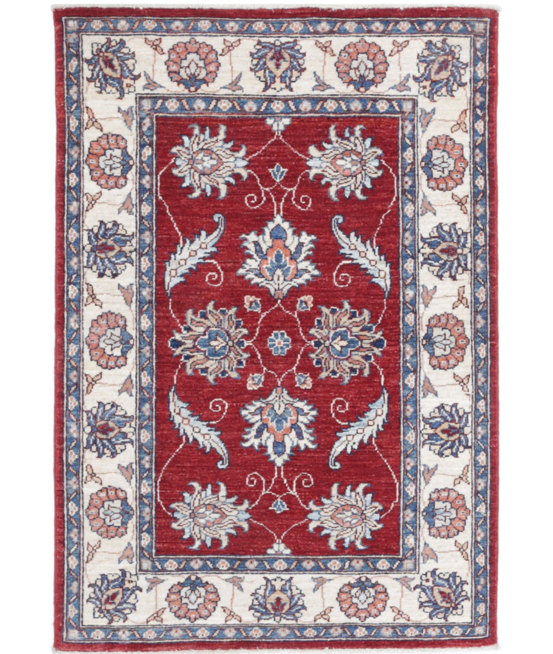 Ziegler 2'9'' X 4'0'' Hand-Knotted Wool Rug 2'9'' x 4'0'' (83 X 120) / Red / Ivory