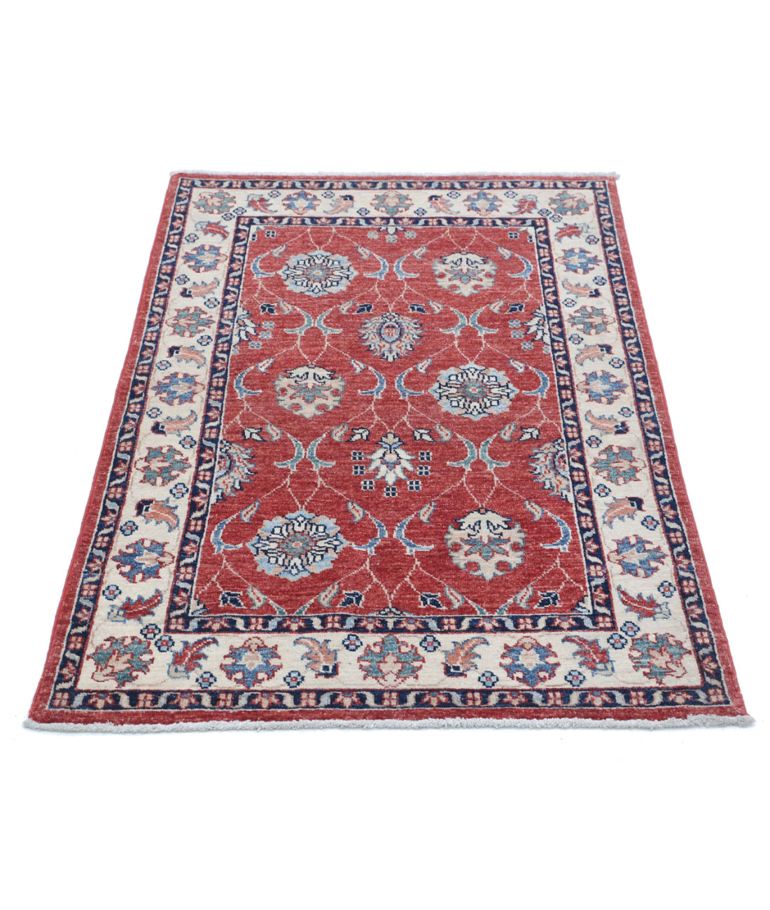 Ziegler 2'8'' X 4'1'' Hand-Knotted Wool Rug 2'8'' x 4'1'' (80 X 123) / Red / Ivory