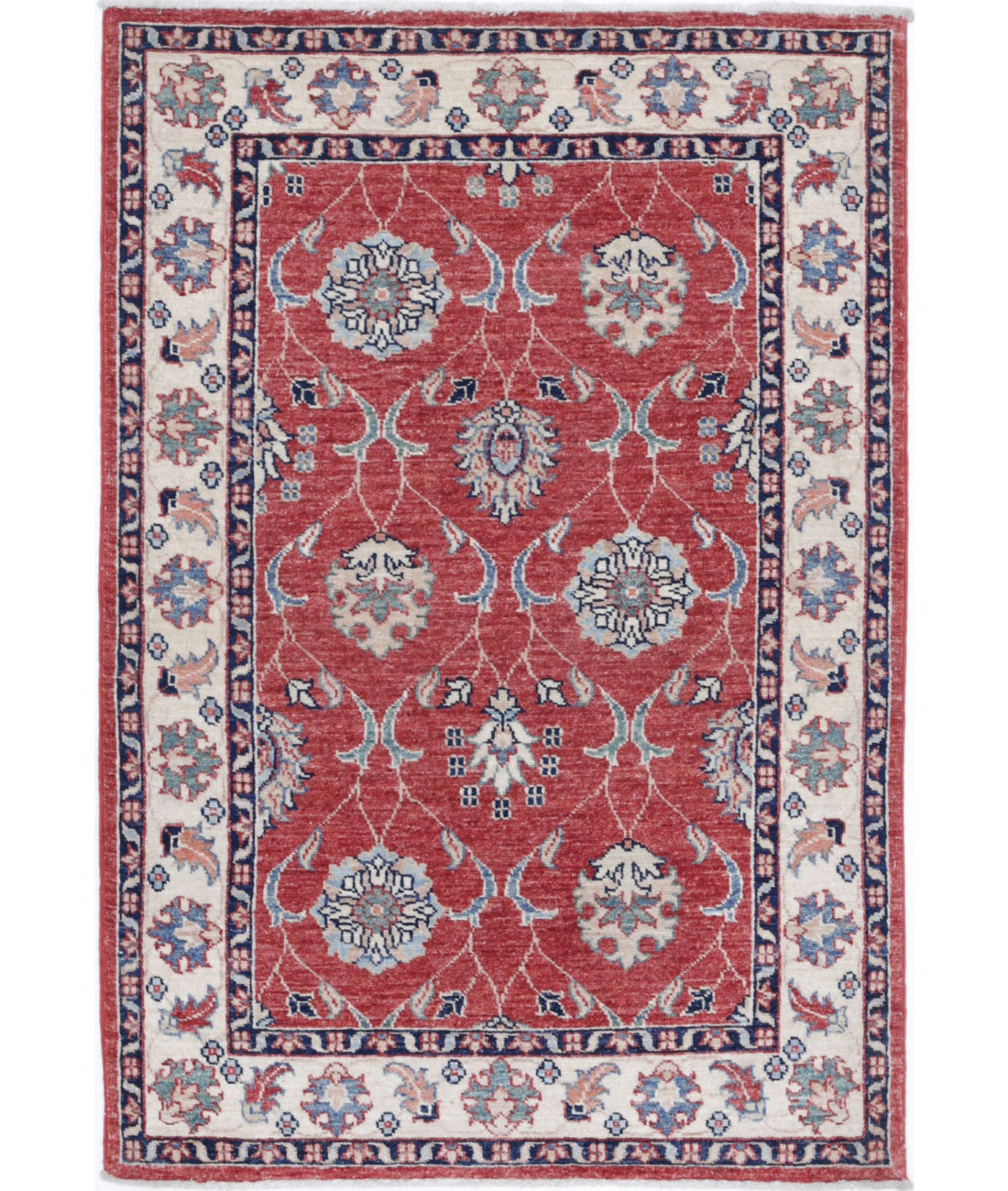 Ziegler 2'8'' X 4'1'' Hand-Knotted Wool Rug 2'8'' x 4'1'' (80 X 123) / Red / Ivory