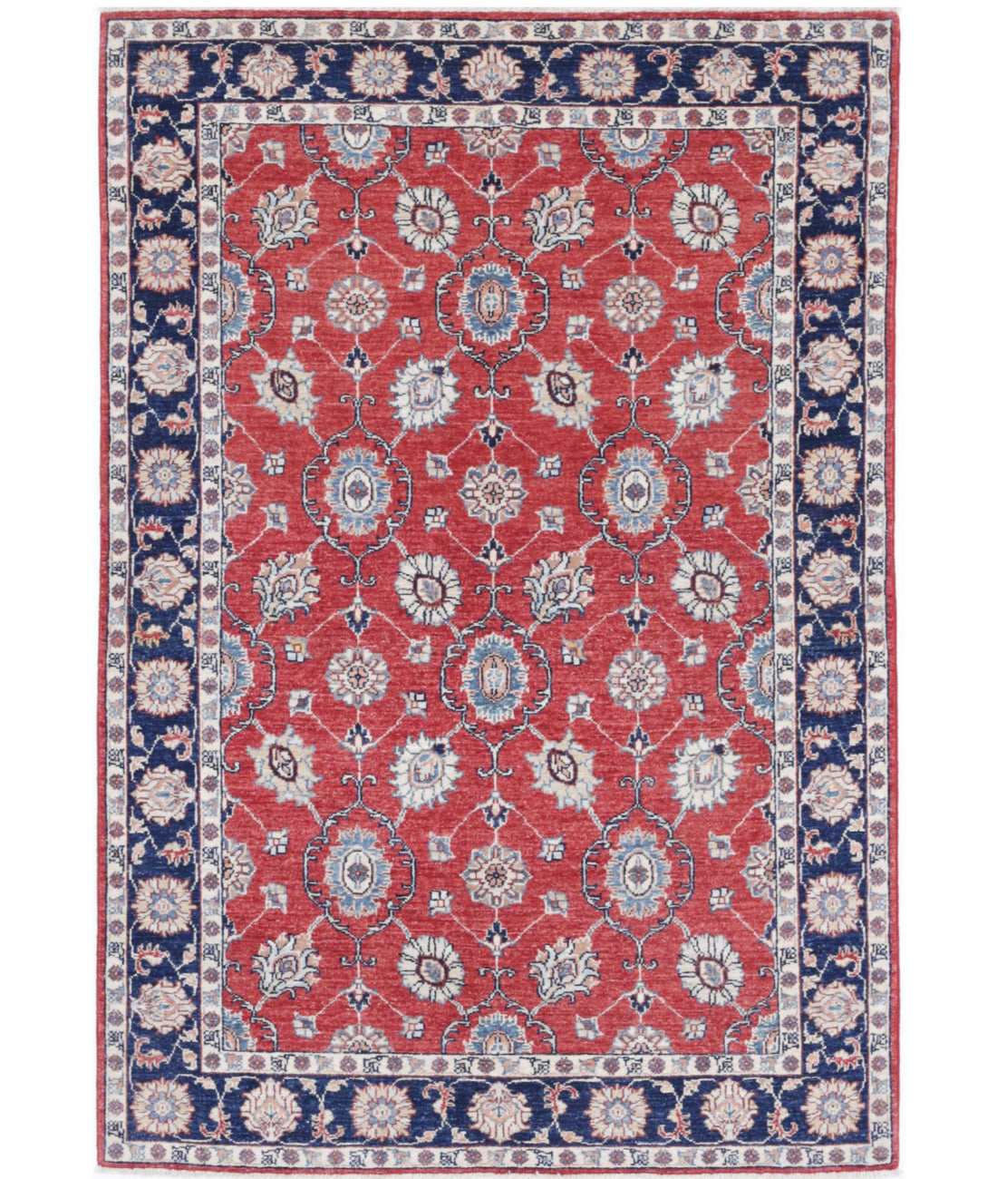 Ziegler 4'0'' X 5'9'' Hand-Knotted Wool Rug 4'0'' x 5'9'' (120 X 173) / Red / Blue