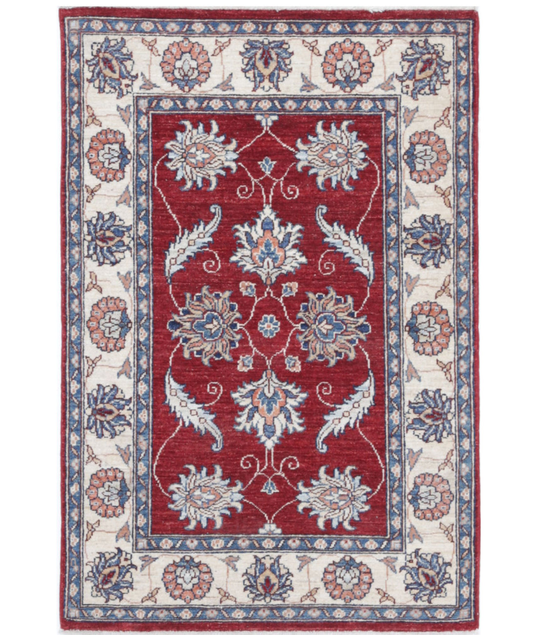Ziegler 2'9'' X 4'1'' Hand-Knotted Wool Rug 2'9'' x 4'1'' (83 X 123) / Red / Ivory