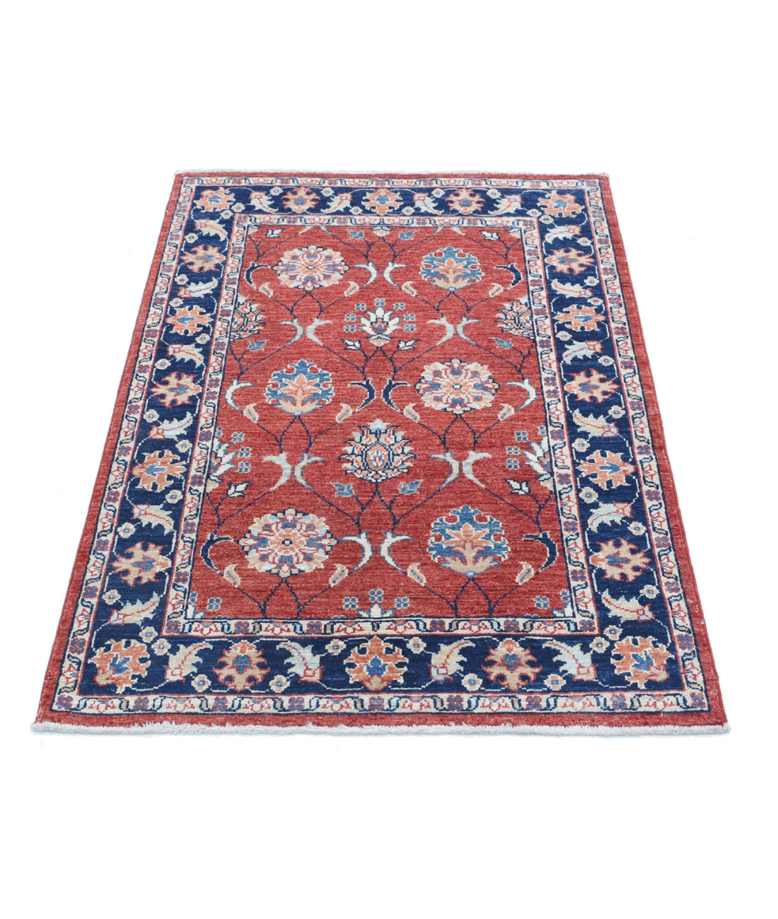 Ziegler 2'9'' X 4'2'' Hand-Knotted Wool Rug 2'9'' x 4'2'' (83 X 125) / Red / Blue