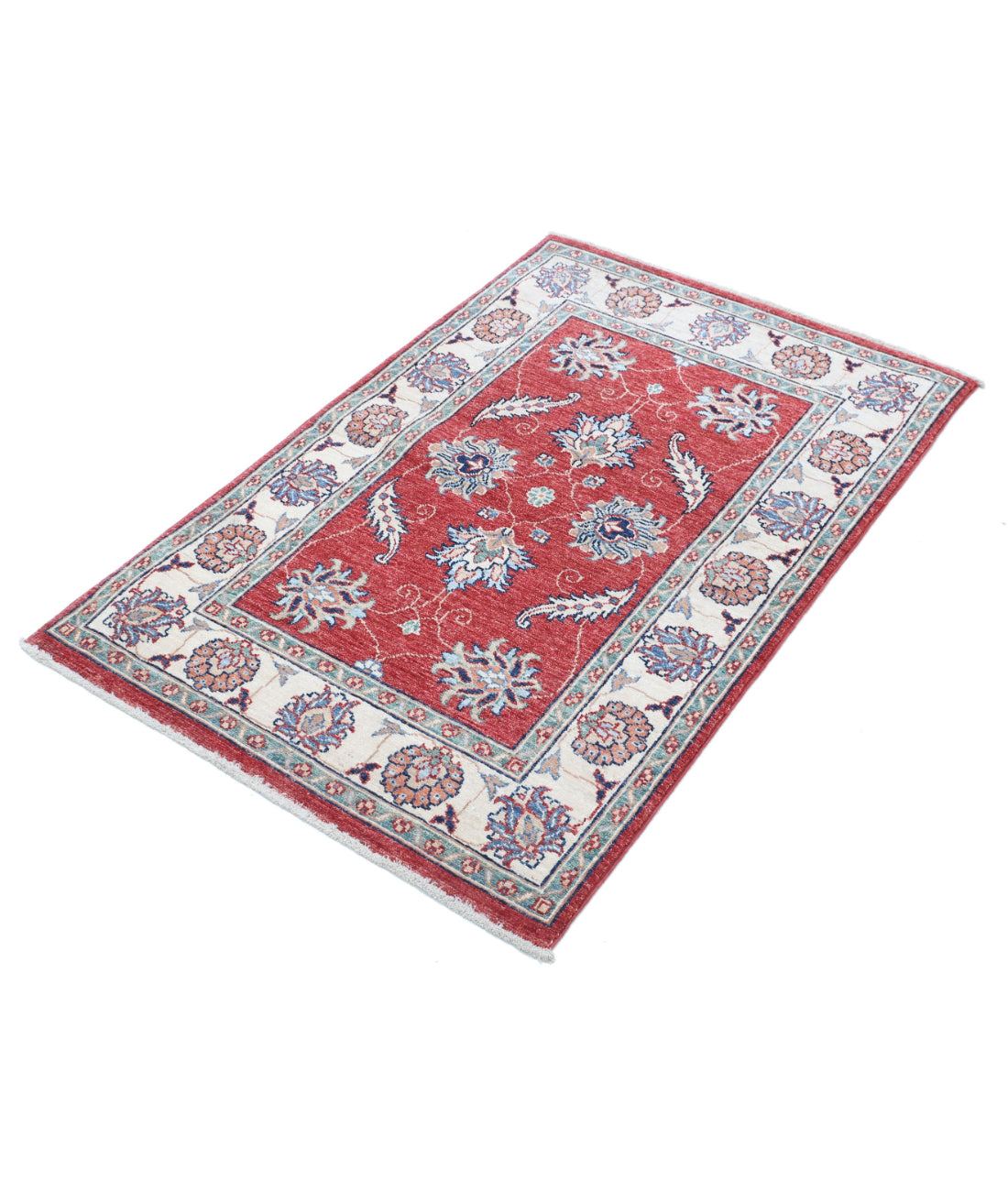 Ziegler 2'8'' X 4'1'' Hand-Knotted Wool Rug 2'8'' x 4'1'' (80 X 123) / Red / Ivory