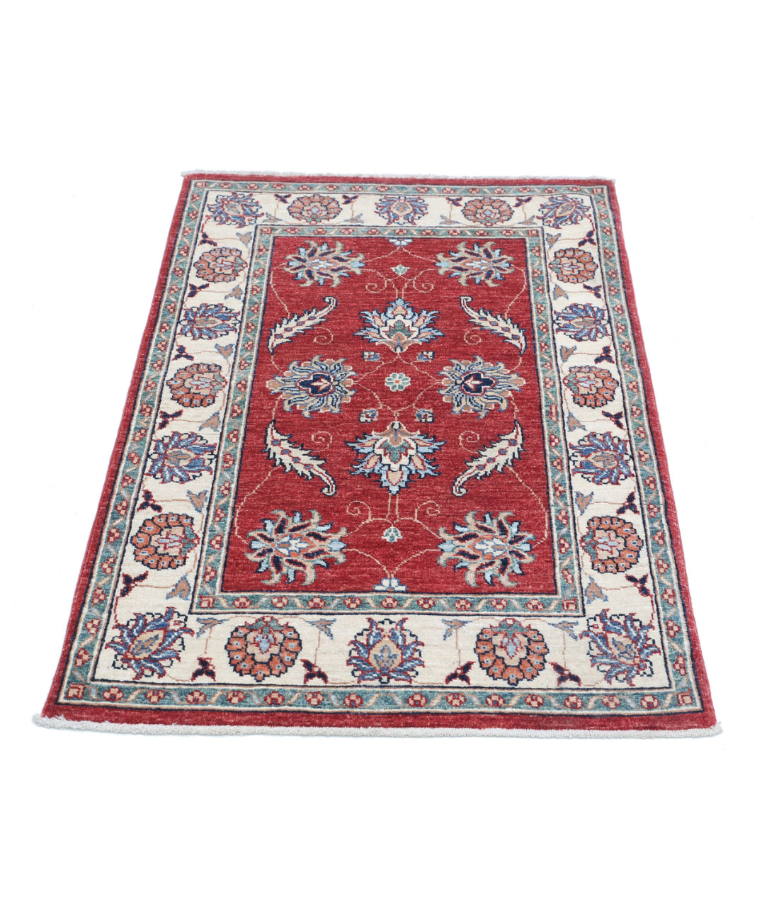 Ziegler 2'8'' X 4'1'' Hand-Knotted Wool Rug 2'8'' x 4'1'' (80 X 123) / Red / Ivory