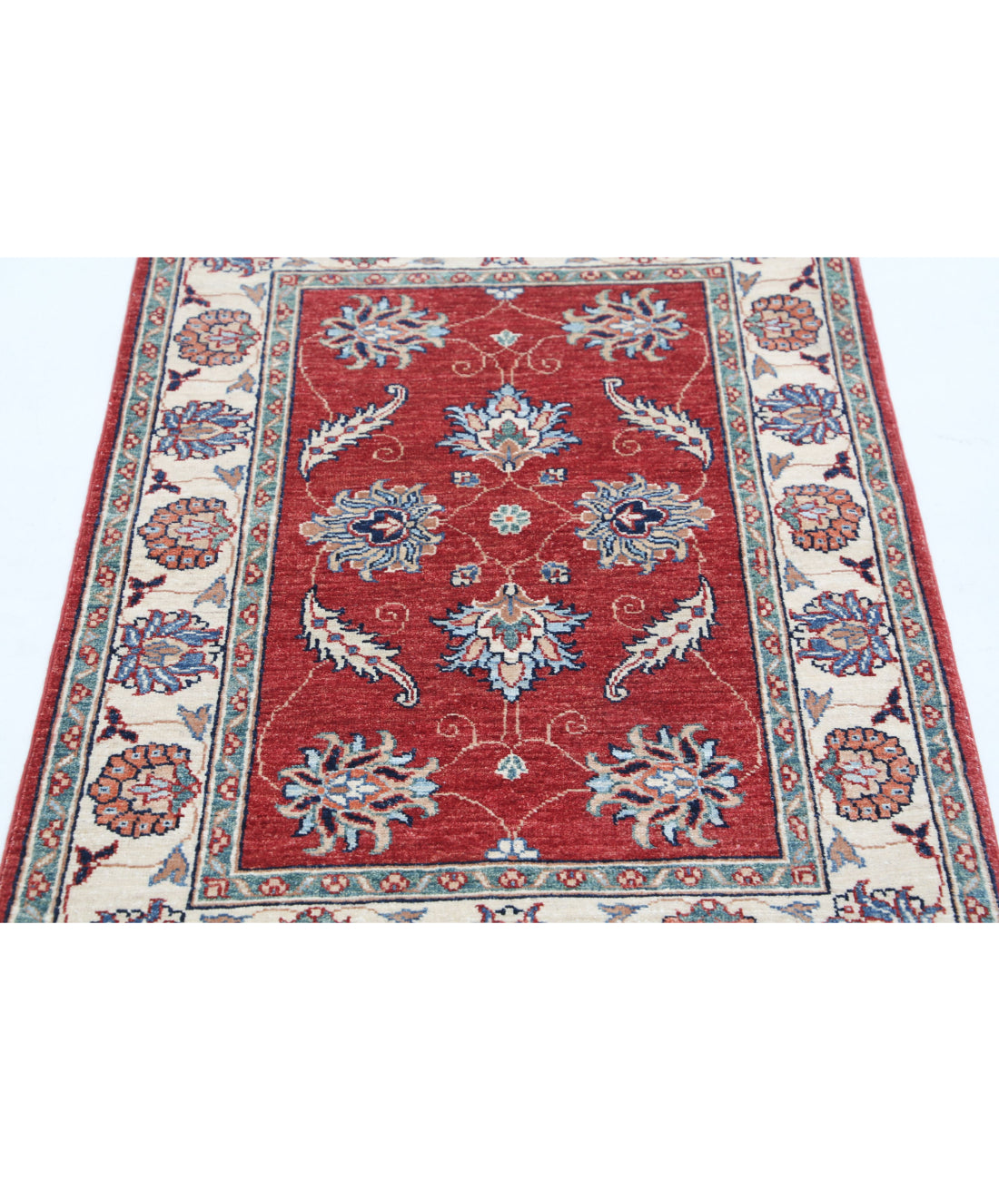Ziegler 2'8'' X 4'1'' Hand-Knotted Wool Rug 2'8'' x 4'1'' (80 X 123) / Red / Ivory