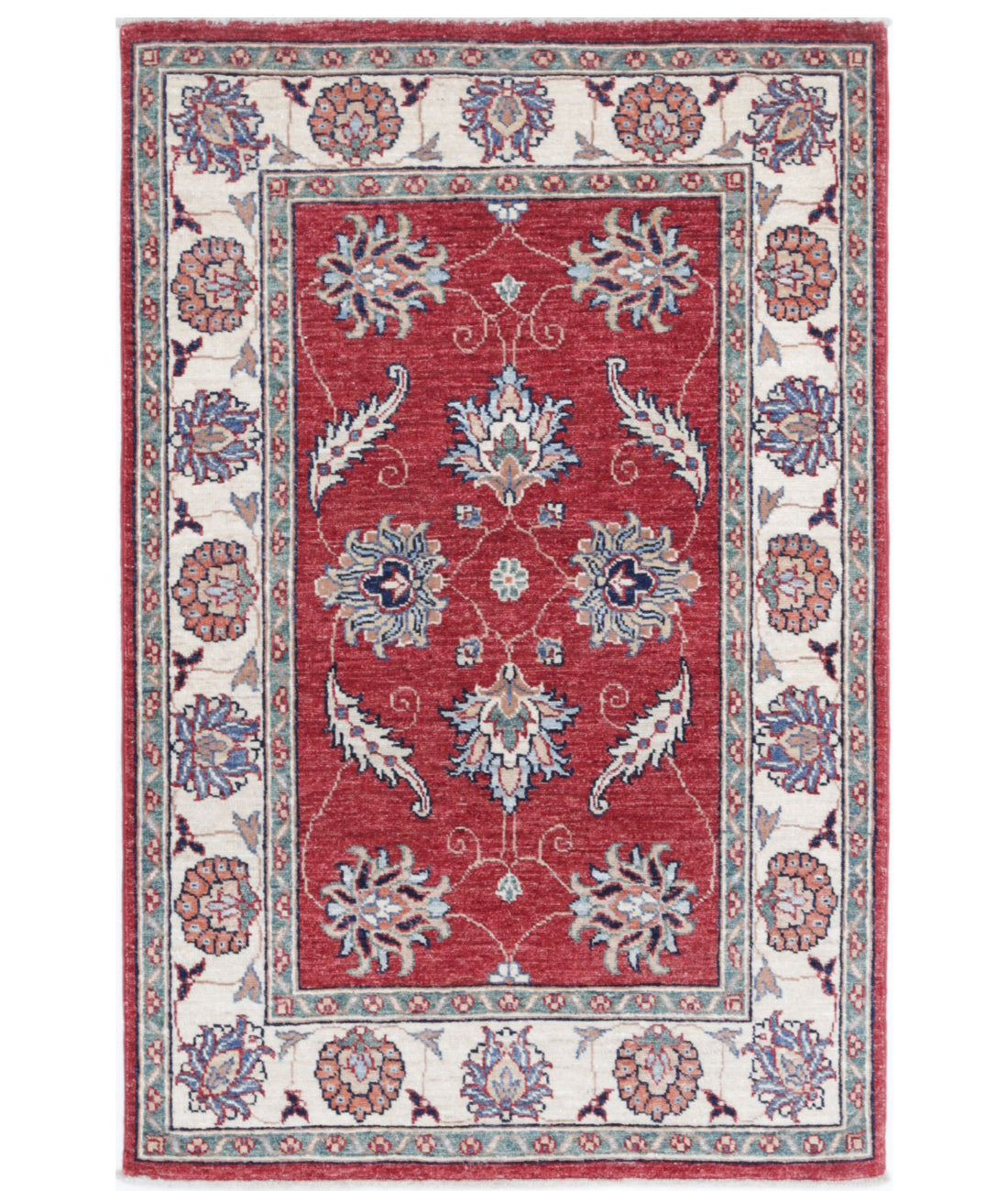 Ziegler 2'8'' X 4'1'' Hand-Knotted Wool Rug 2'8'' x 4'1'' (80 X 123) / Red / Ivory