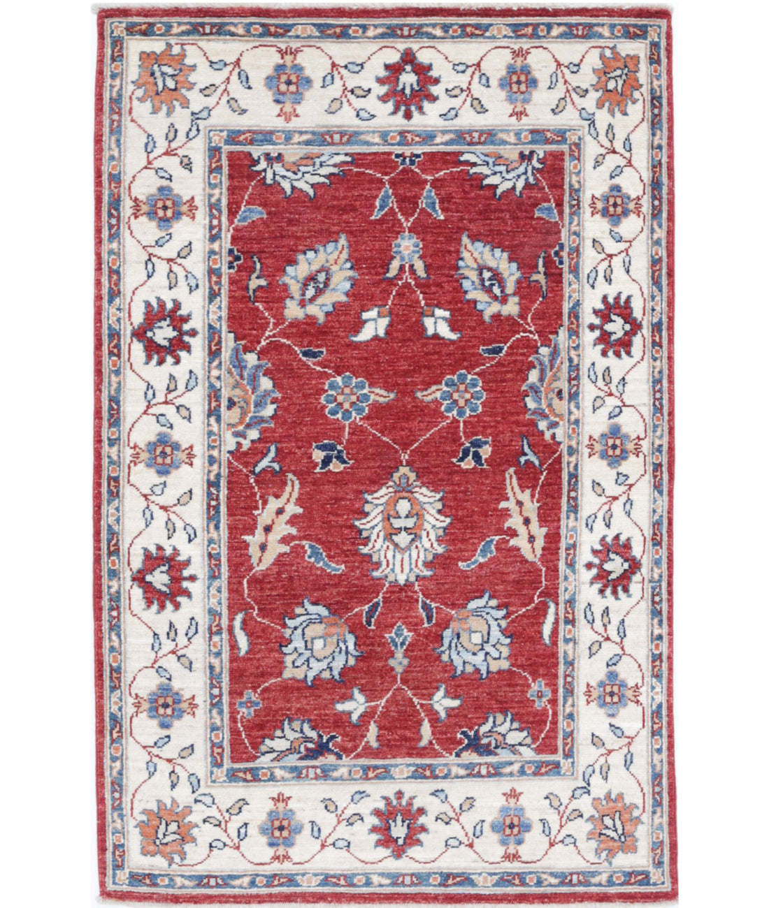 Ziegler 2'8'' X 4'3'' Hand-Knotted Wool Rug 2'8'' x 4'3'' (80 X 128) / Red / Ivory