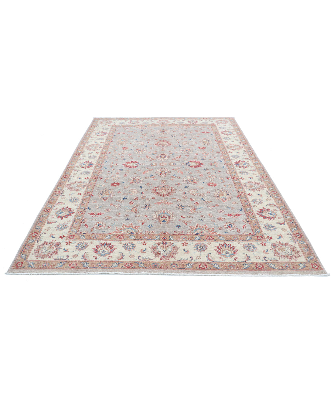 Ziegler 6'6'' X 9'5'' Hand-Knotted Wool Rug 6'6'' x 9'5'' (195 X 283) / Grey / Ivory
