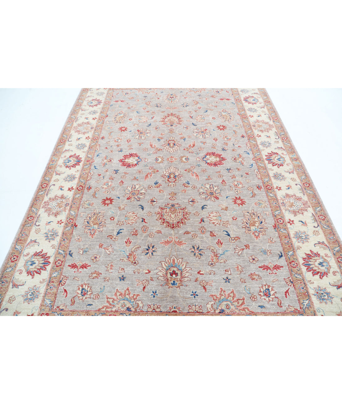 Ziegler 6'6'' X 9'5'' Hand-Knotted Wool Rug 6'6'' x 9'5'' (195 X 283) / Grey / Ivory